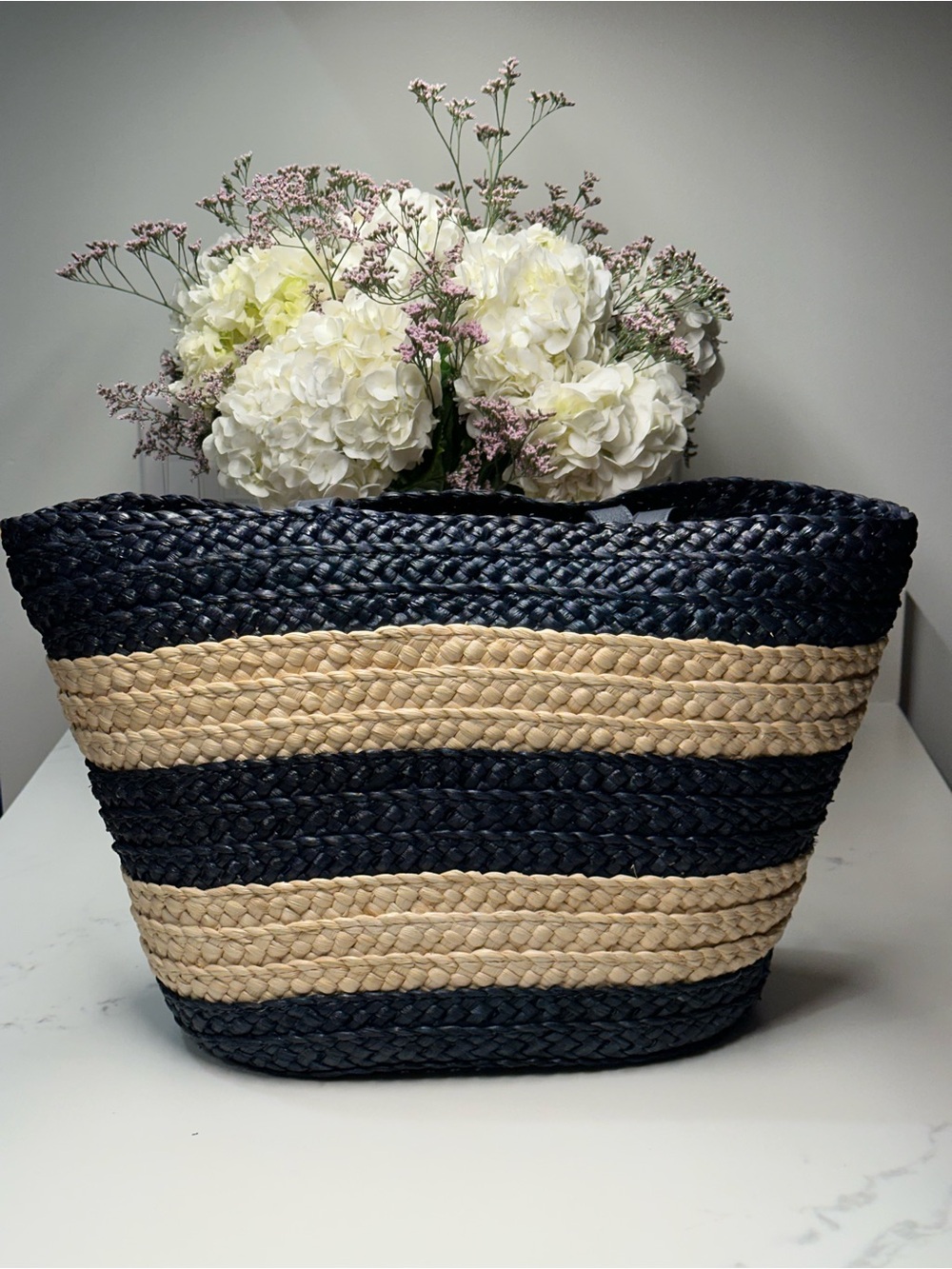 kate spade Shore Thing Navy, Natural & Red 'Out and About' Striped Straw Tote - Picture 4 of 16
